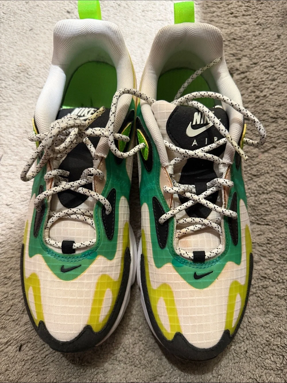 Nike Kids Green White Black Neon Yellow Wave Sneakers